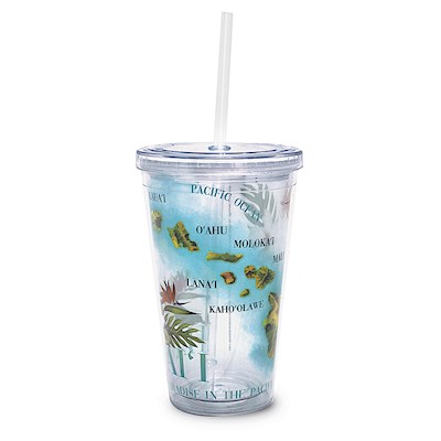 16 oz. Travel Tumbler with Straw, Map