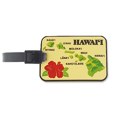 PVC ID/Luggage Tag, Islands of Hawaii - Tan