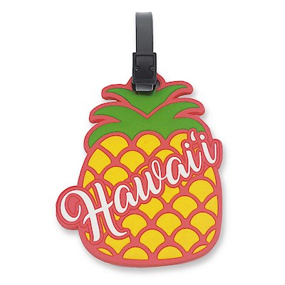 PVC ID/Luggage Tag, Pineapple Hawaii - Pink