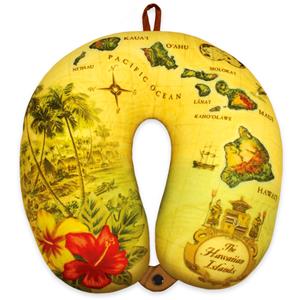 Travel Neck Pillow, Islands of Hawaii - Tan