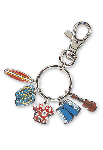 Island Keychain Charm, Surfer Silver - Welcome to the Islands