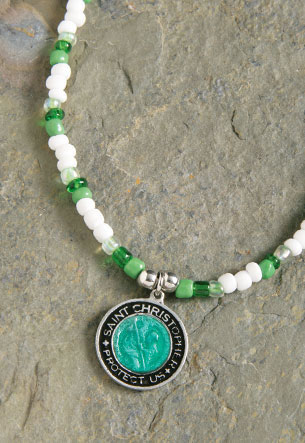 Colored Beads St. Christopher Green