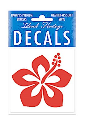 Decal Square, Graphic Hibiscus Red