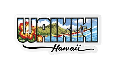 Decal Small Banner, Eddy Y - Waikiki Hawaii
