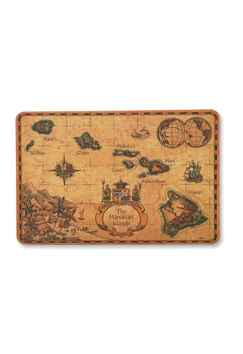 Opaque Placemat, Sandwich Isles Map