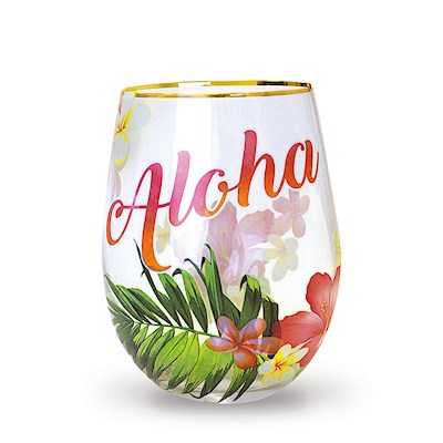 Coastal Stemless Wine Glass, Aloha Palm
