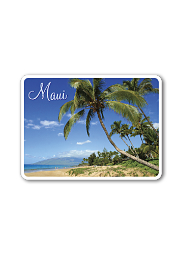 Die-Cut Tin Picture Magnet, Seaside Palm - Maui