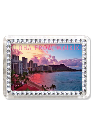 Rhinestone Acrylic Magnet, Waikiki Sunrise