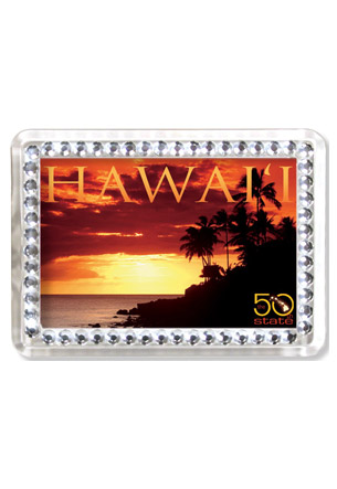 Rhinestone Acrylic Magnet, Hawaii Sunset
