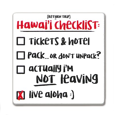 Square Ceramic Magnet, Hawai’i Checklist