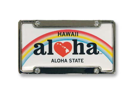 License Plate Metal Magnet, Heart of HI Aloha