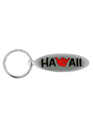 Metal Keychain, Shaka Hawaii Red