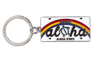 Metal License Plate Keychain, Aloha Honu