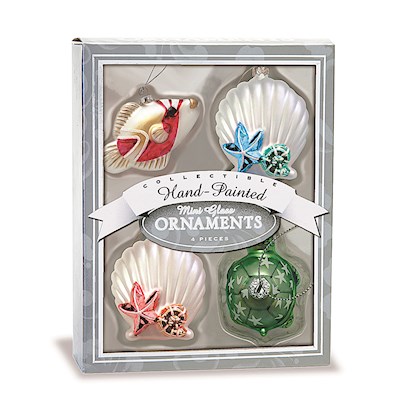 Mini Glass Ornament Set, Ocean Holiday (4-pk)