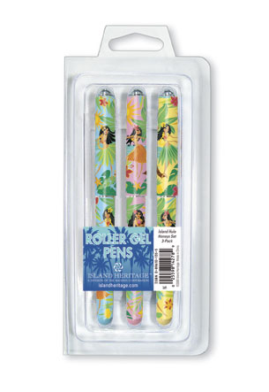 3-pk Rollerball Pens, Island Hula Honeys