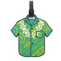 PVC ID/Luggage Tag, Aloha Shirt Green