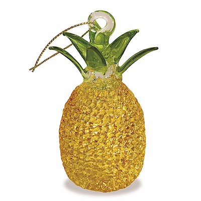 Glass Lace Ornament, Pineapple - Classic Yellow