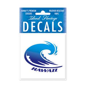 Decal Small Oblong, Hawaii Wave Blue