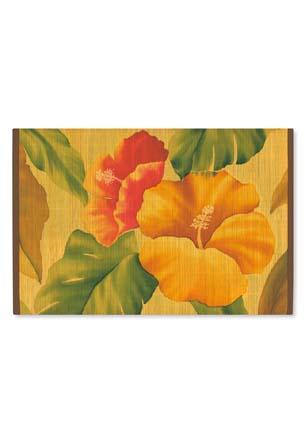 Bamboo Placemat, Vintage Hibiscus
