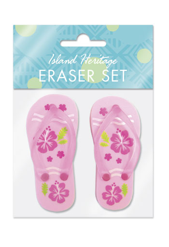 Rubber Slipper Erasers 1-pr, Hibiscus Fun