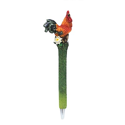 Polyresin Pen, Rooster - Red