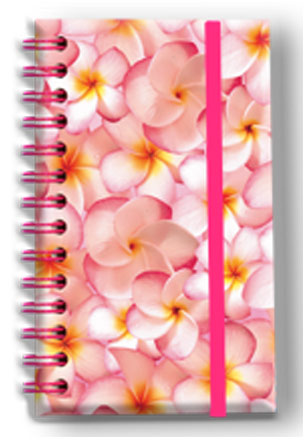Notebook w/ Elastic Band 50-sht, Pink Plumerias