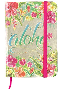 Foil Notebook w/ Elastic Band SM, Aloha Floral