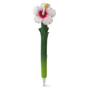 Polyresin Pen, White Hibiscus
