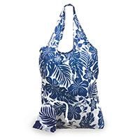 Foldable Tote, Hibiscus Floral Blue