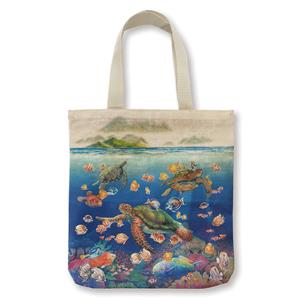 Woven Tote with Zipper, Ocean of Friends