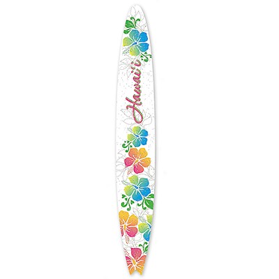 Emery Board - Surfboard, Hibiscus Rainbow