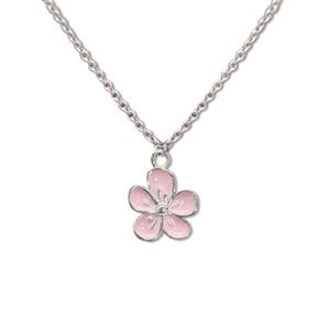 Charm Necklace, Flower - Silver
