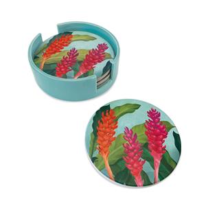 Ginger Paradise, Coaster 4-Pack with Ceramic Caddy