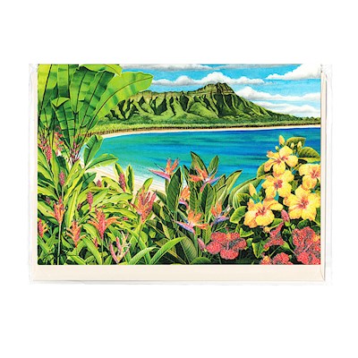 Greeting Card, Palm Floral Diamond Head