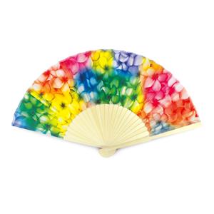 Island Fabric Fan, Plumeria - Rainbow