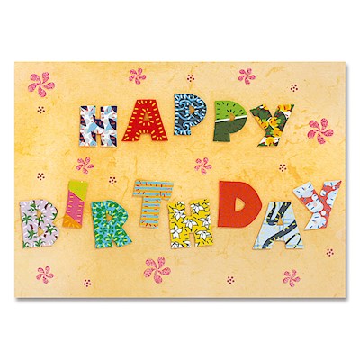 Greeting Card, Happy Birthday (H 7.8 x 3.5)