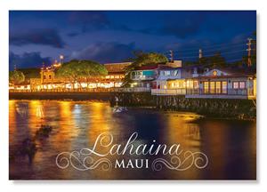 4 X 6 Maui Postcard, Lahaina Night Lights