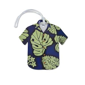 Aloha Monstera Blue, Aloha Shirt Luggage Tag