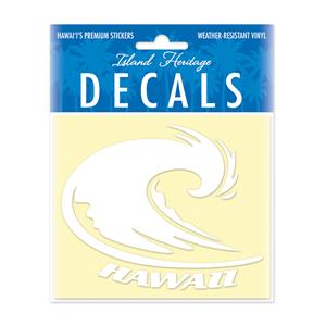 Decal Small Oblong, Hawaii Wave White