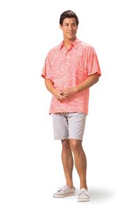 Ocean Waves Coral/Pink Kai Mens Classic Shirt (Small)