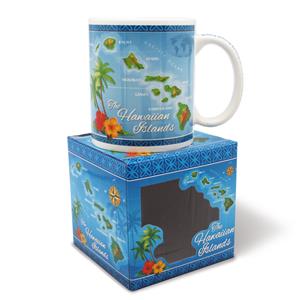 10 oz. Boxed Mug, Hawaiian Map - Blue
