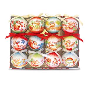 Paper Ball Orn 12-pk, Santa's Island Holiday (Glossy)