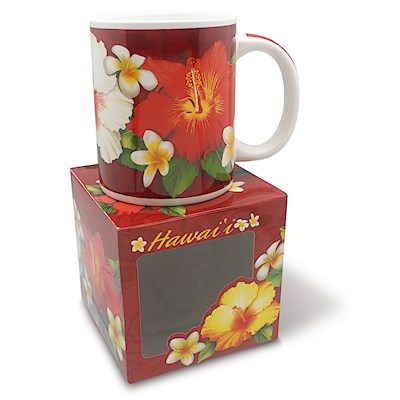 10 oz. Boxed Mug, Plumeria Hibiscus