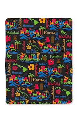 Travel Blanket with Strap, Hawaii Adevtures - Black
