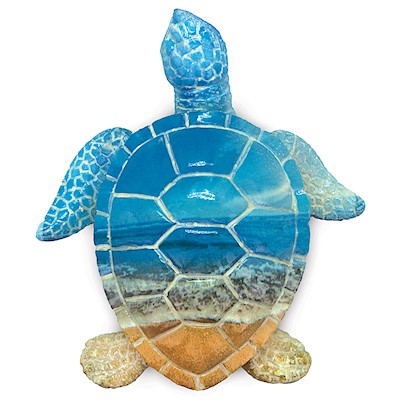 Coastal Polyresin Figurine, Painted Turtle