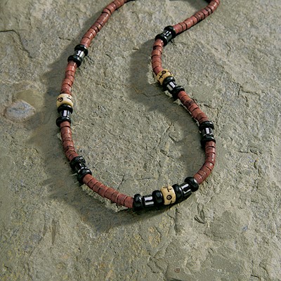 Necklace, Bone Black - Red