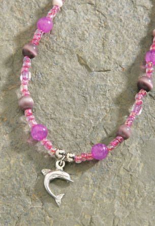 Colored Beads, Pewter - Jumping Dolphin
