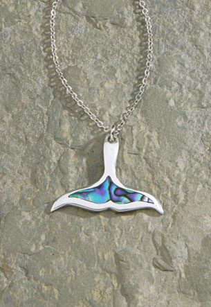 Silver Chain, Pewter/Paua - Whale Tail