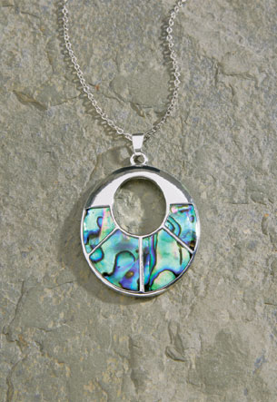 Silver Chain, Pewter/Paua - Oval