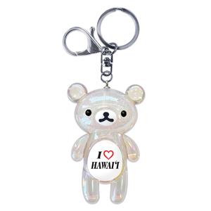 Island Bear Keychain, I Love Hawai‘i – White